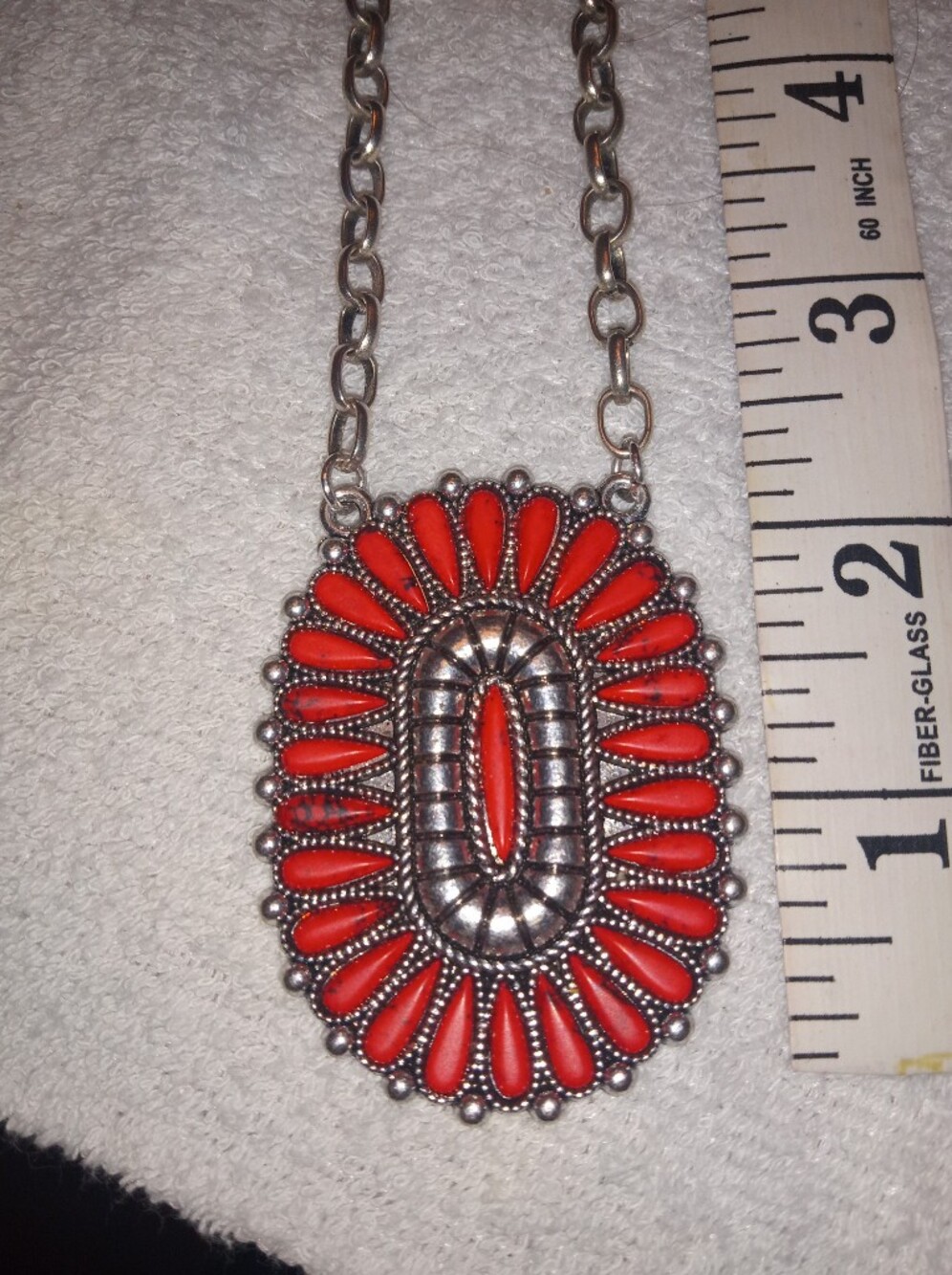 Red Stone Oval Statement Necklace - Women Jewelry
